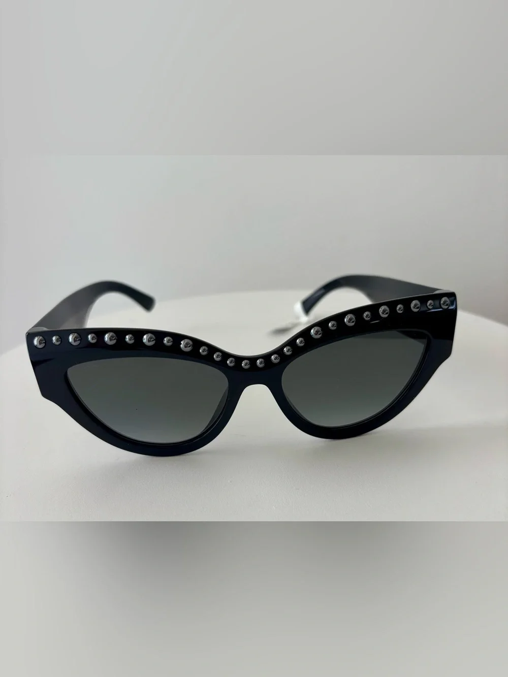 Jimmy Choo Black Cat-Eye Sunglasses with Silver Stud Accents NIB w/dust cloth